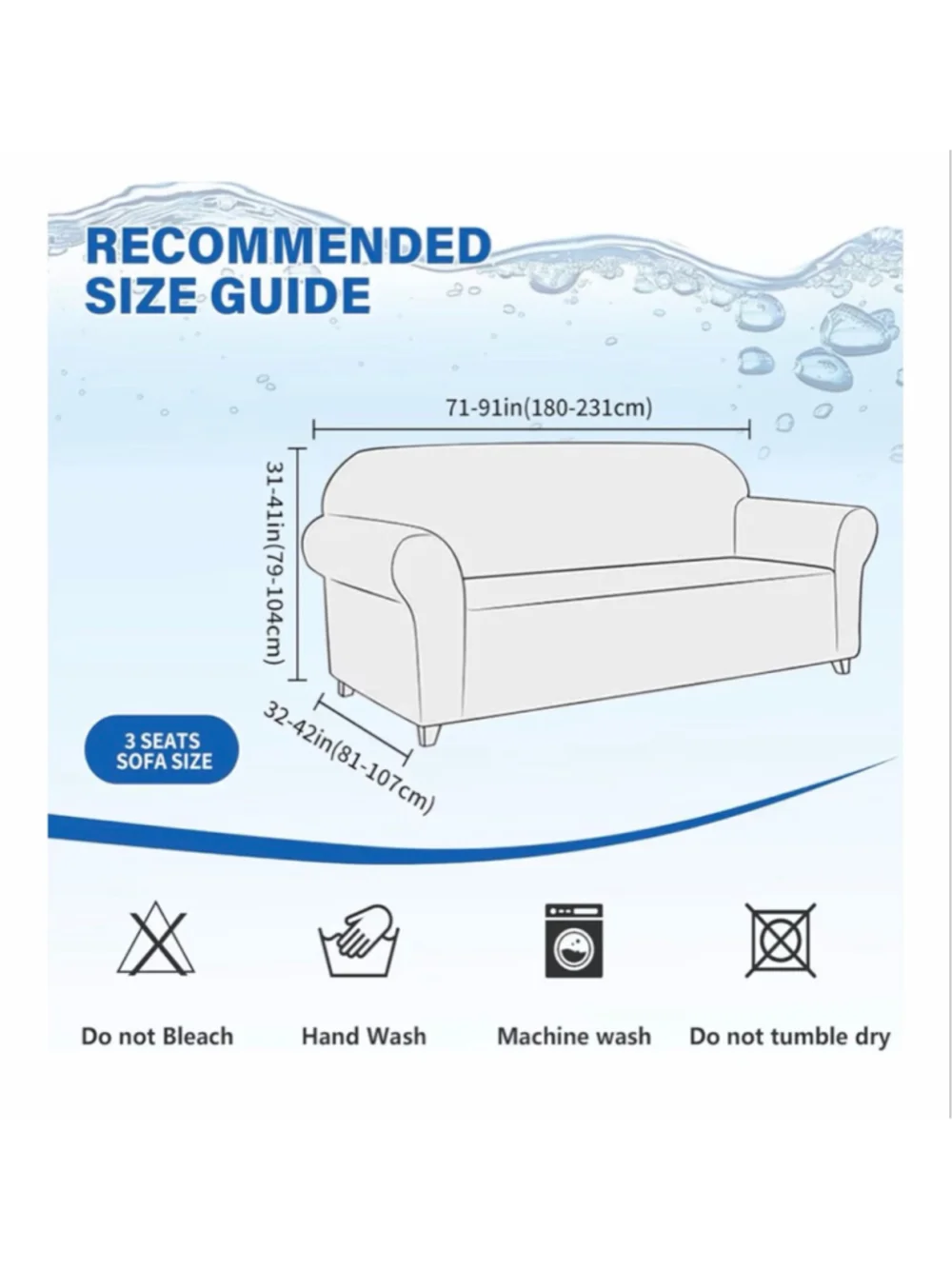 NEW Waterproof Couch Cover 3 Cushion 1Pc Stretch Sofa Non slip Washable 71-91”